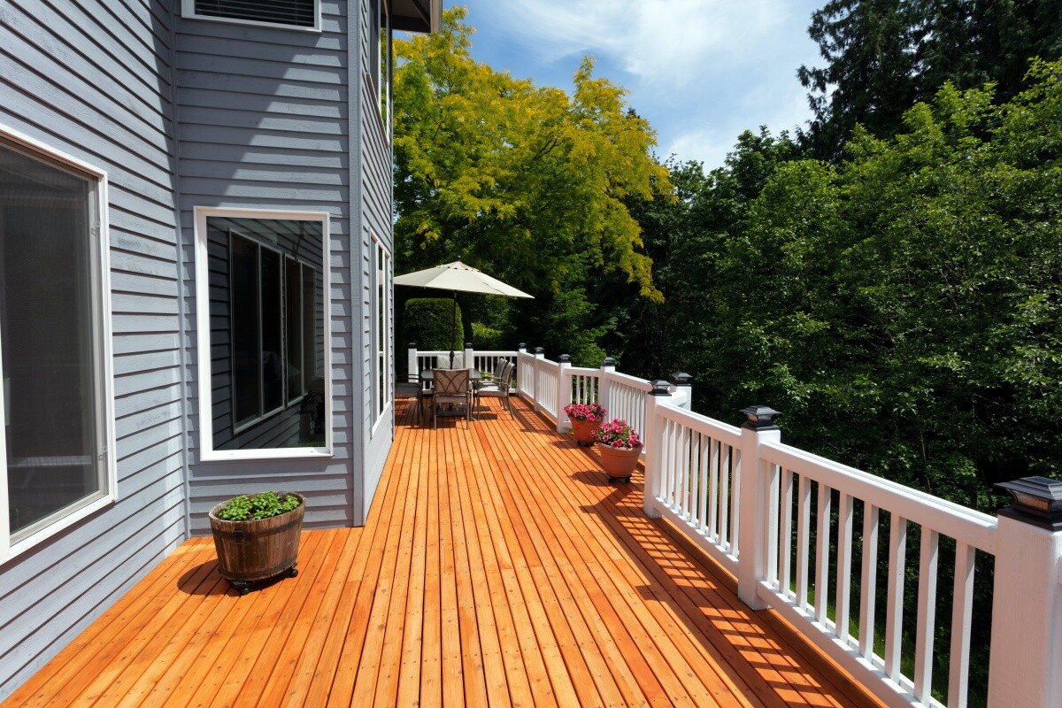 deck with white fence in a sunny day