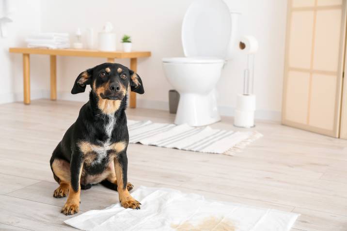 Dog going to sales toilet in house