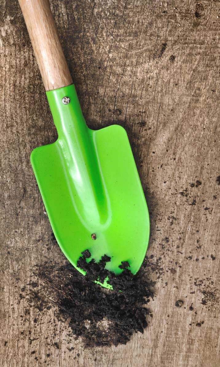 garden spade on a table