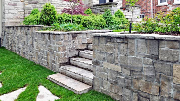 garden steps with flower beds