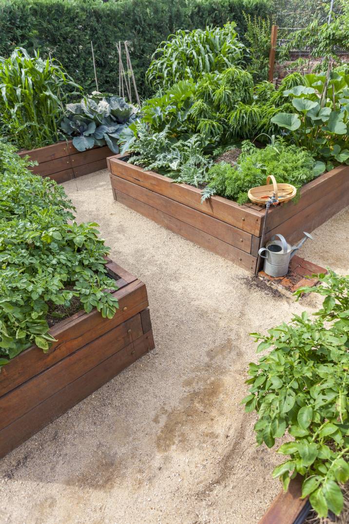 raised vegetable garden beds made of sleepers