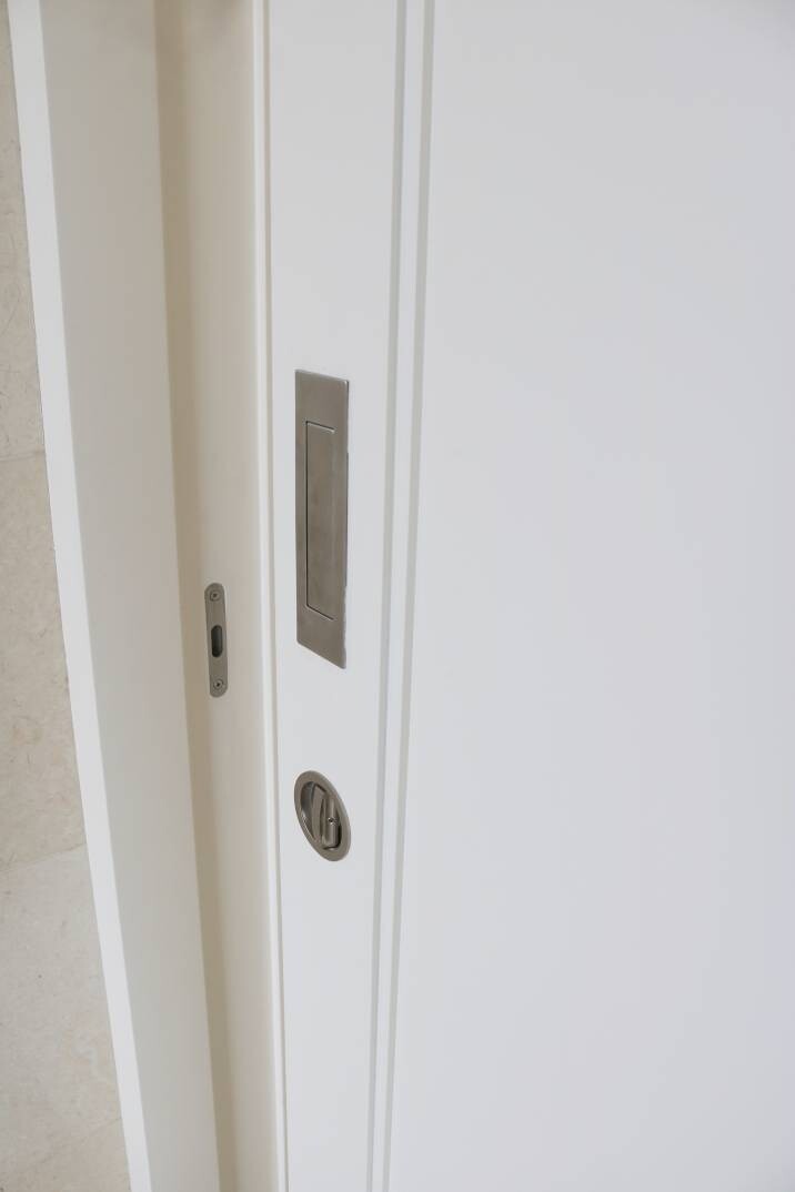 a white pocket door