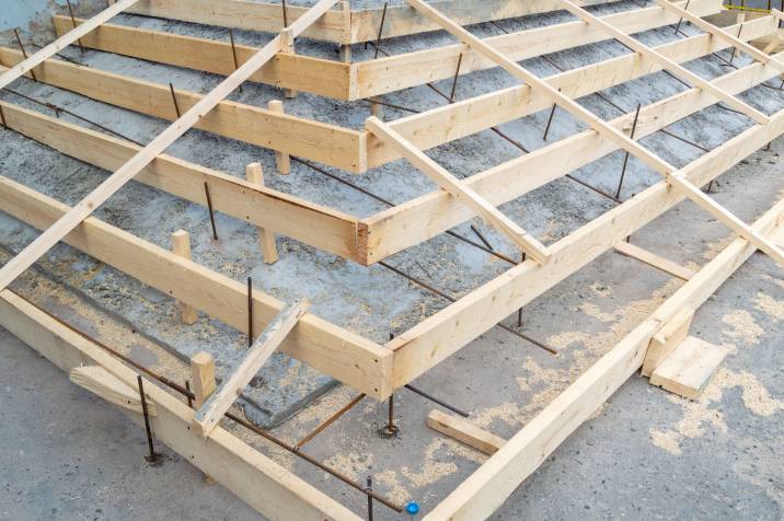Formwork made of boards for pouring concrete garden stairs