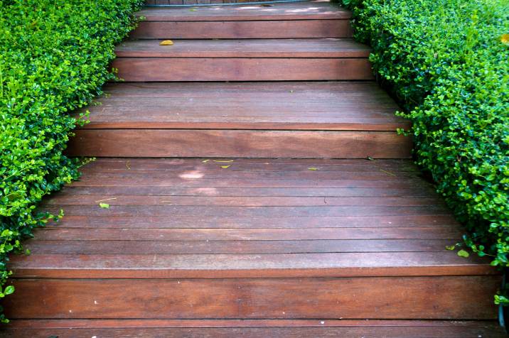 wooden garden steps