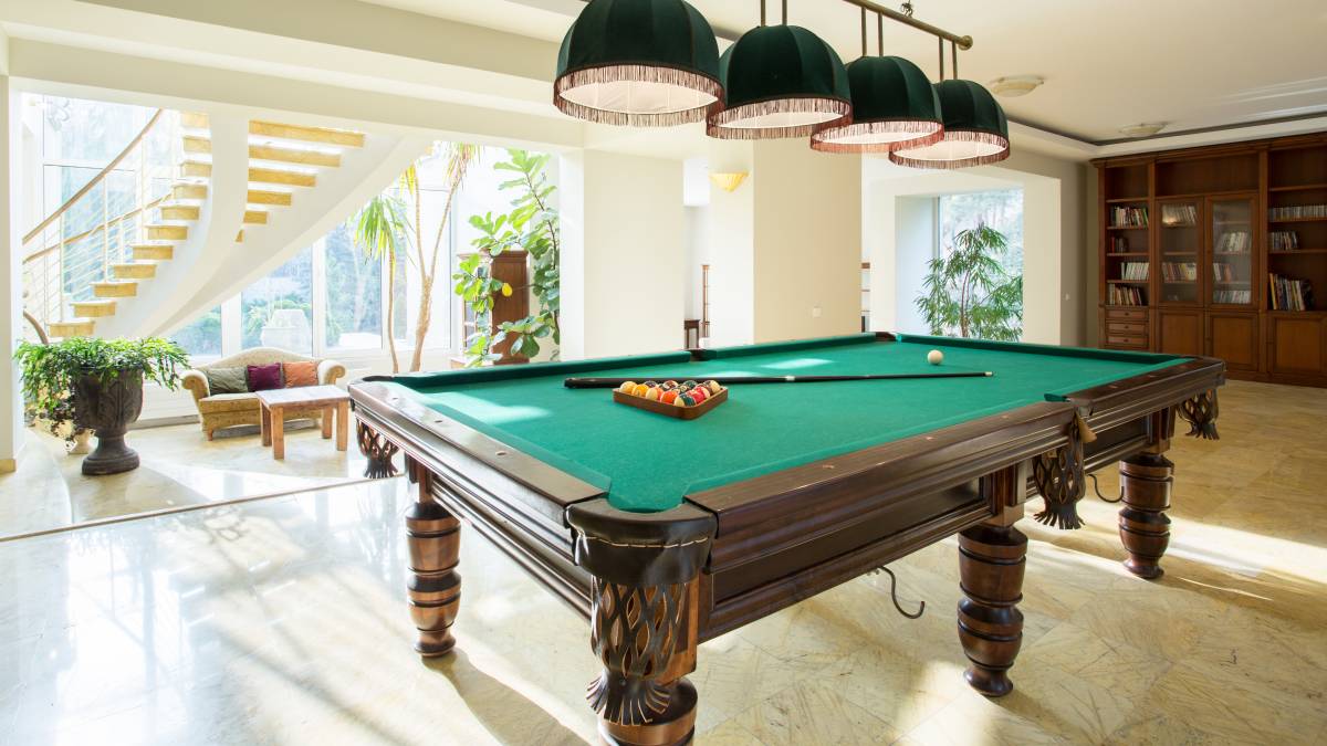 pool table in luxury living room