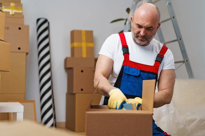 man packing for a house move