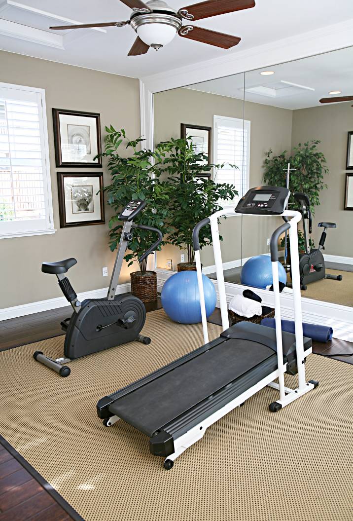 a treadmill in a home gym