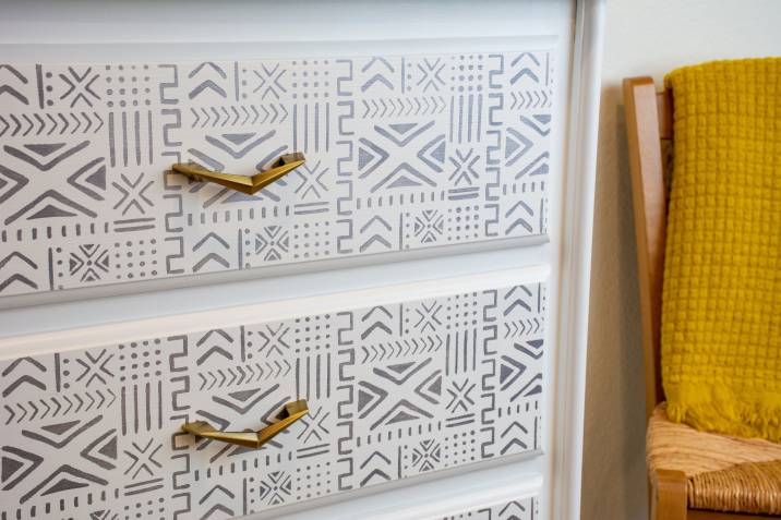 stencil painted dresser furniture