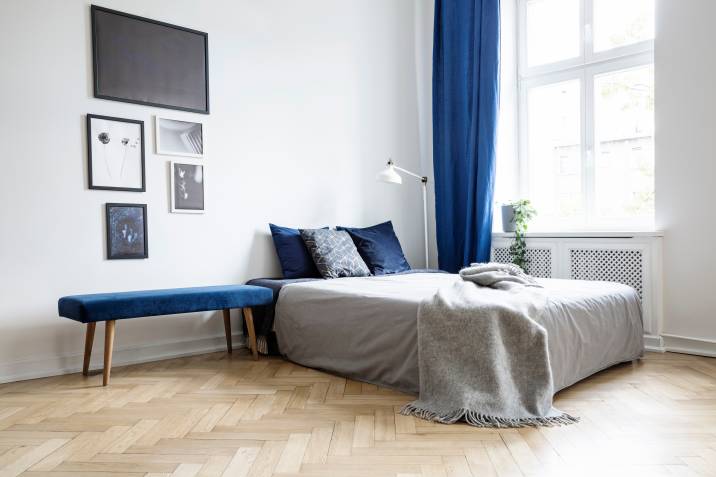 Navy blue bedroom curtains