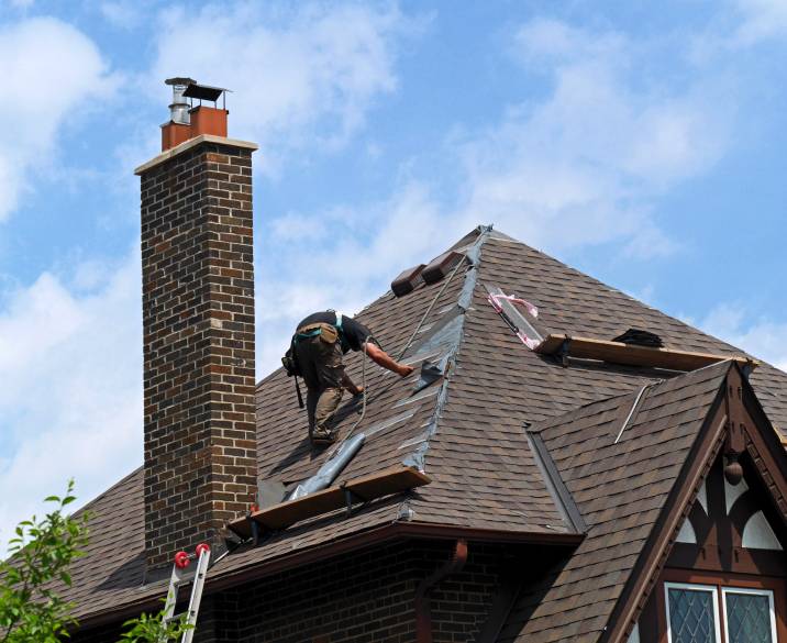 a contractor doing roof repair work