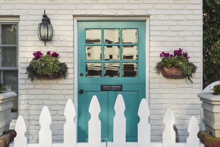 Teal front door