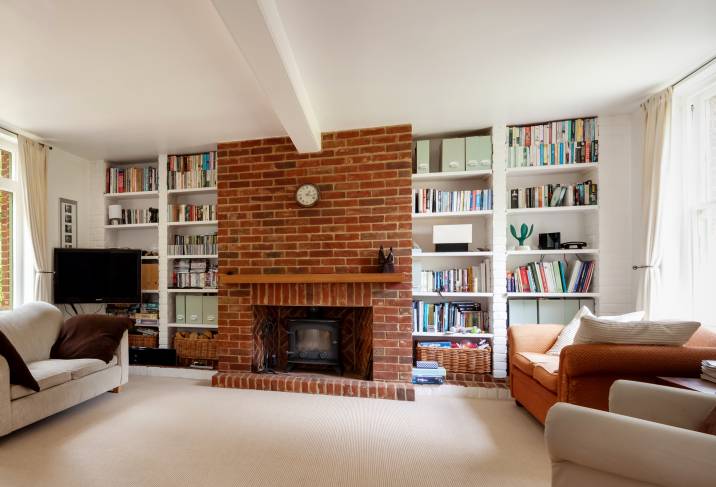 Fireplace with book nook