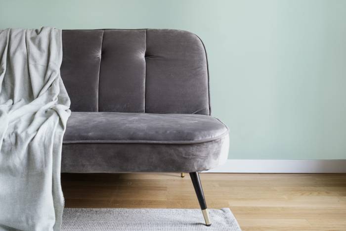Gray suede leather couch