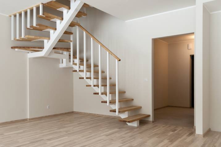 attic stairs with vertical lines