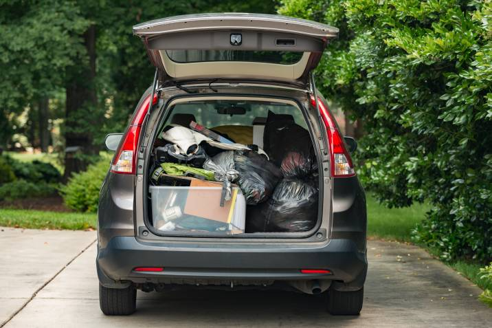 SUV filled with junk removed from a room