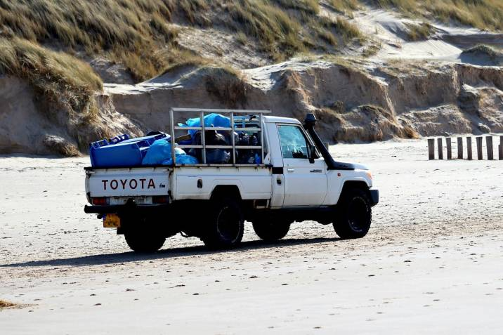 pickup truck hauling junk