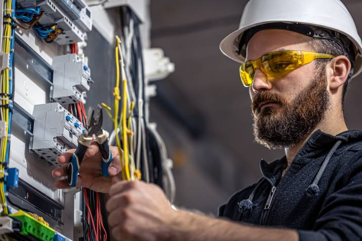 electrician working on wires