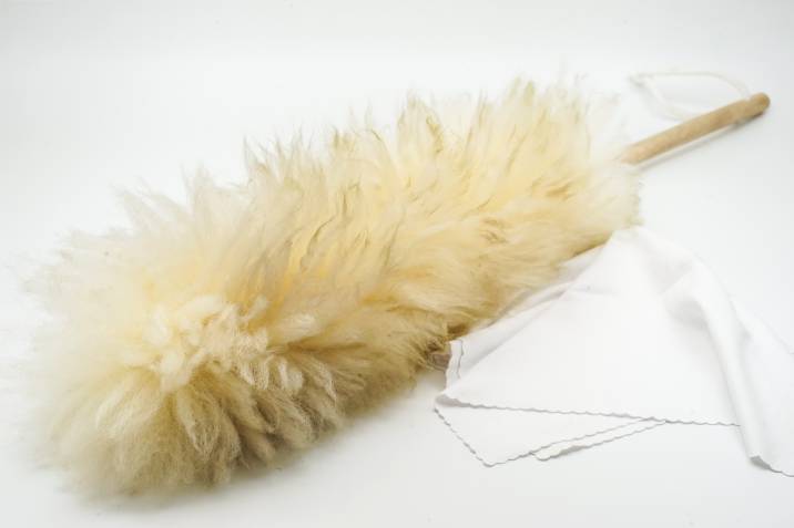 wool duster on table