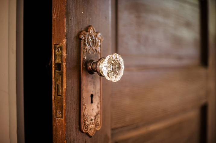 interior mortise against an antique door