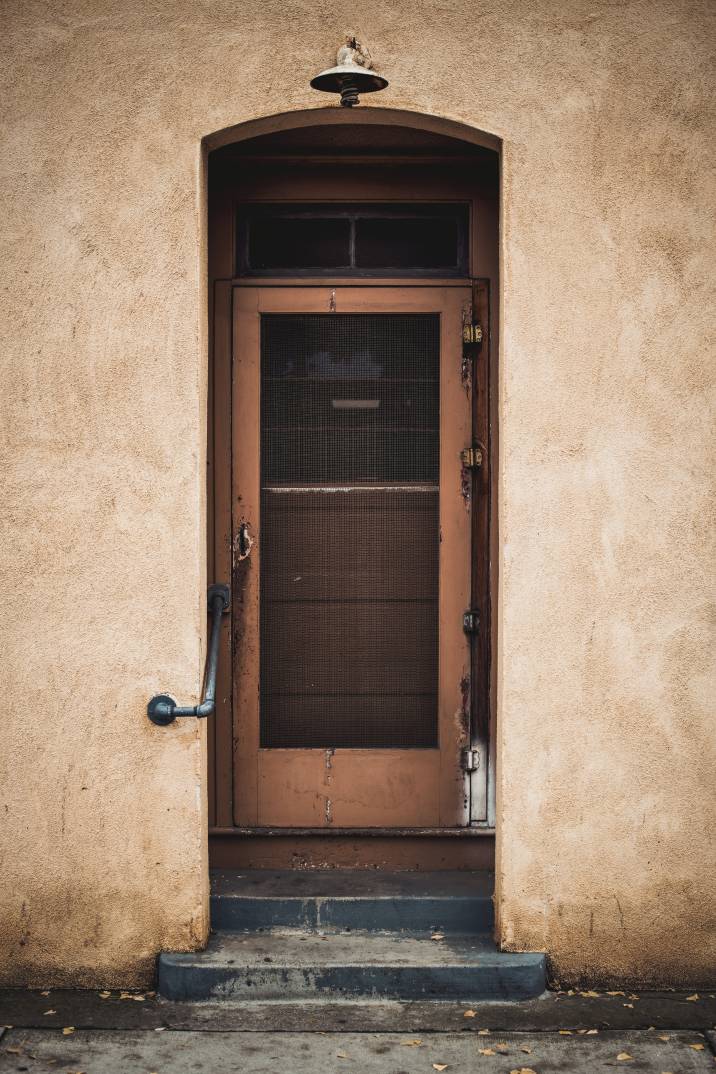 brown industrial screen door
