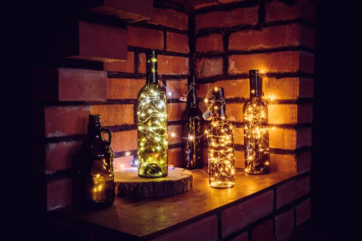 string lights in a bottle