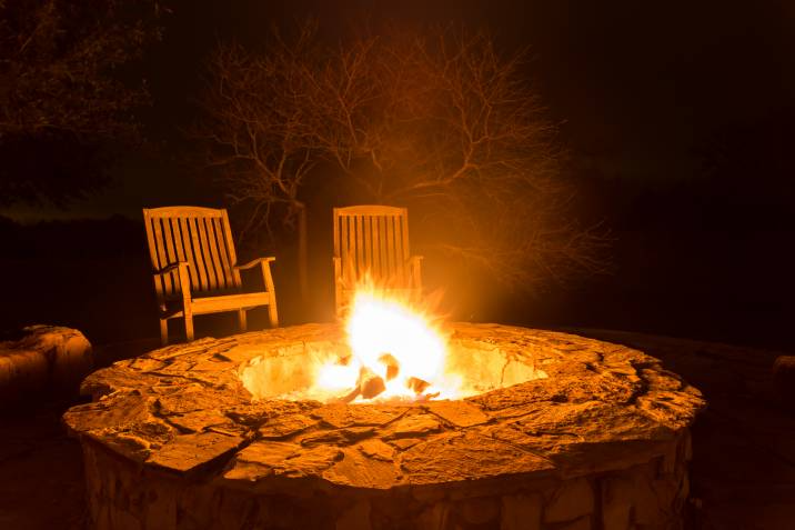 outdoor fire pit in garden