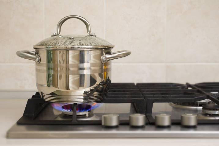 boiling a pot on a gas stove