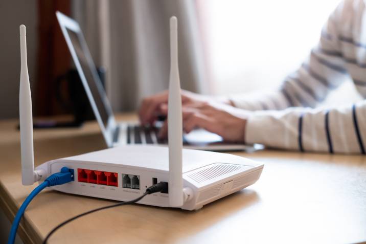 internet router on a table