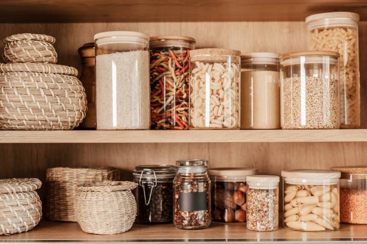 a variety of kitchen pantry jar containers