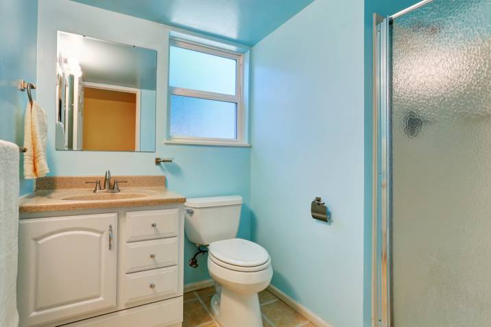 bathroom with blue interiors