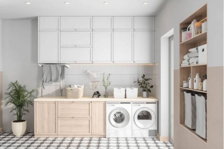 white modern laundry room