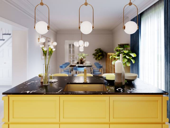 Art-Deco-kitchen-with-pendant-lamp