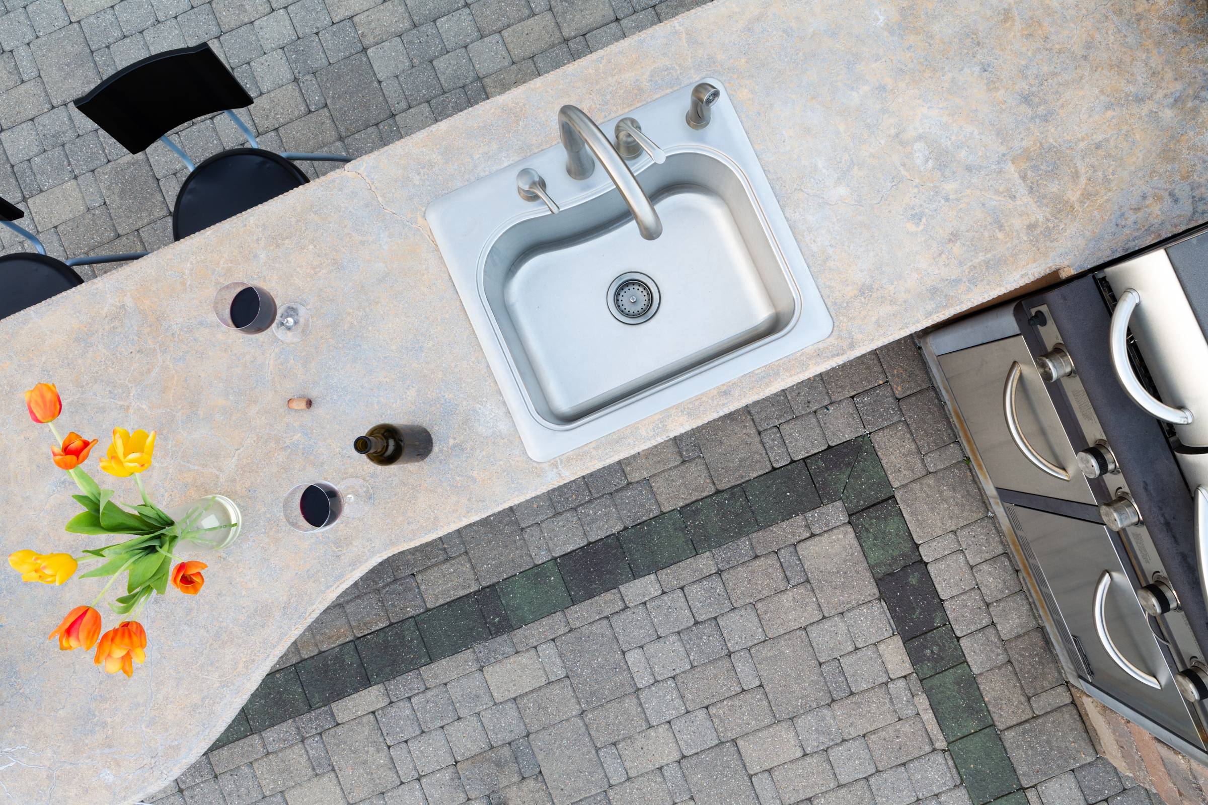 top view of an outdoor kitchen benchtop