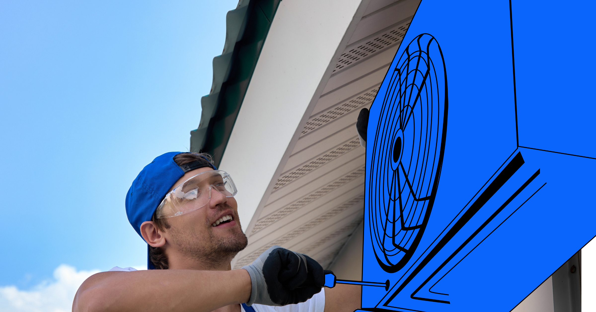"A technician repairing an air conditioning unit, illustrating local aircon repair services."