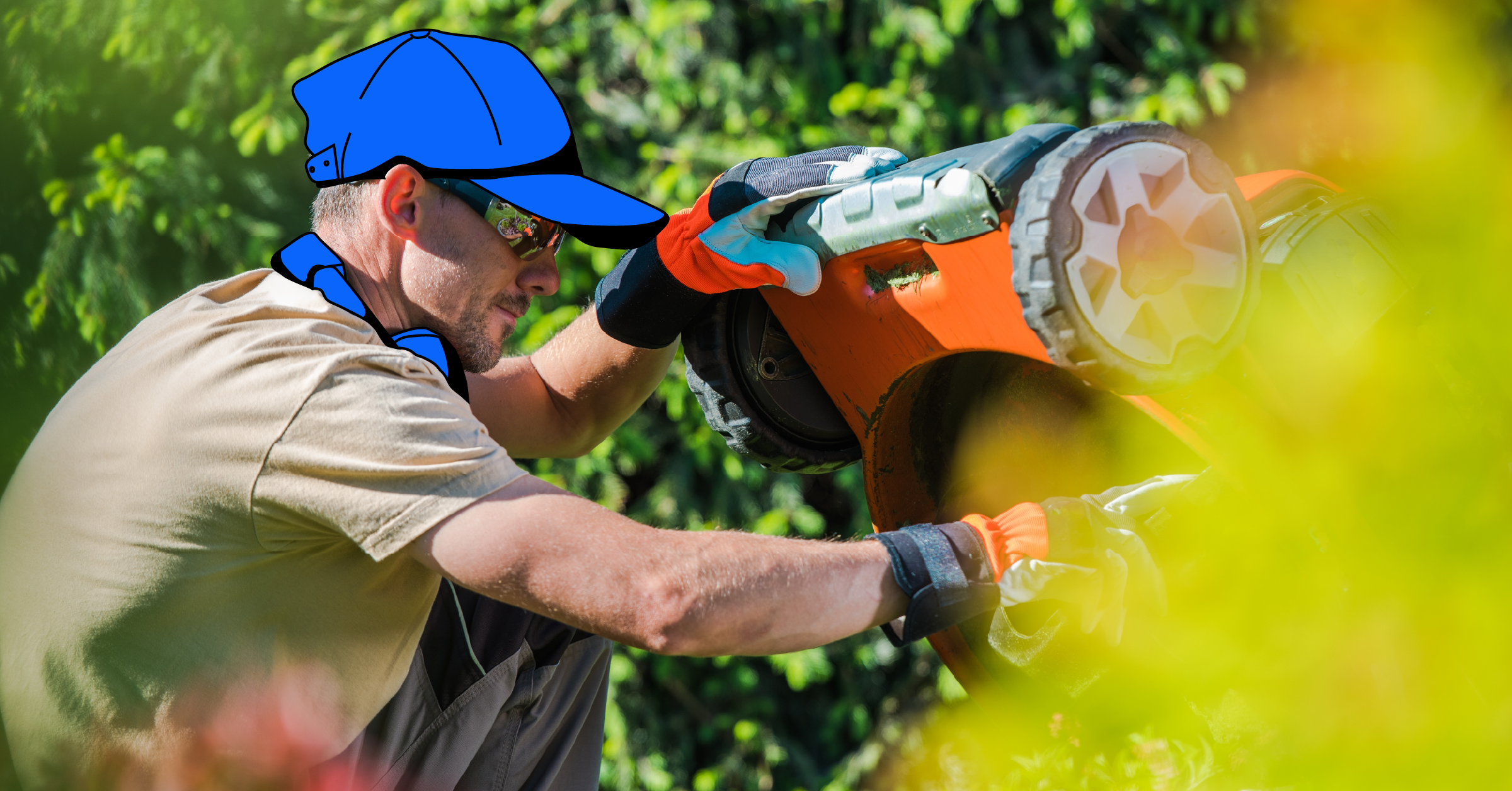 "A skilled technician repairing a lawnmower, symbolizing local lawnmower repair services."