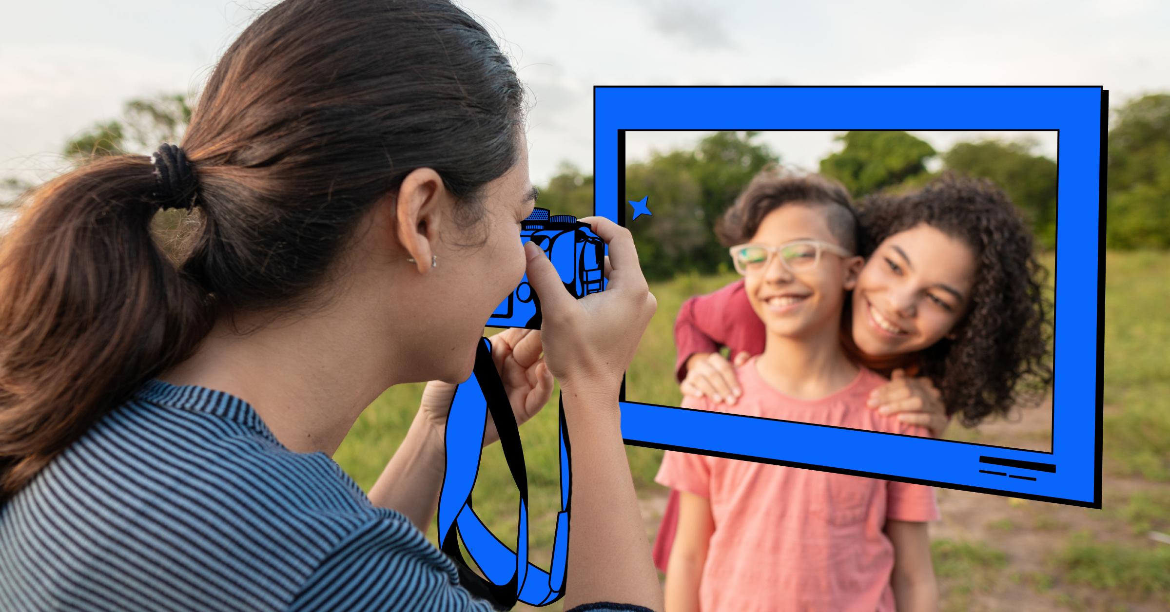 Professional photographer with a camera capturing a moment in a vibrant setting.