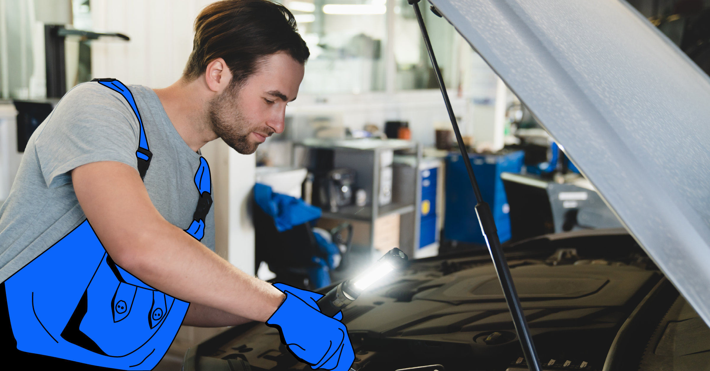 A mechanic performing a car air conditioning regas service in an auto shop