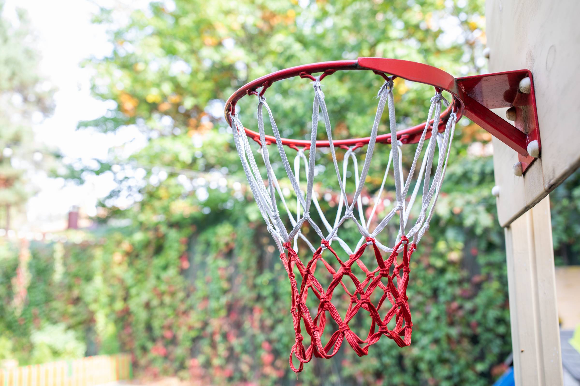 a newly assembled basketball hoop