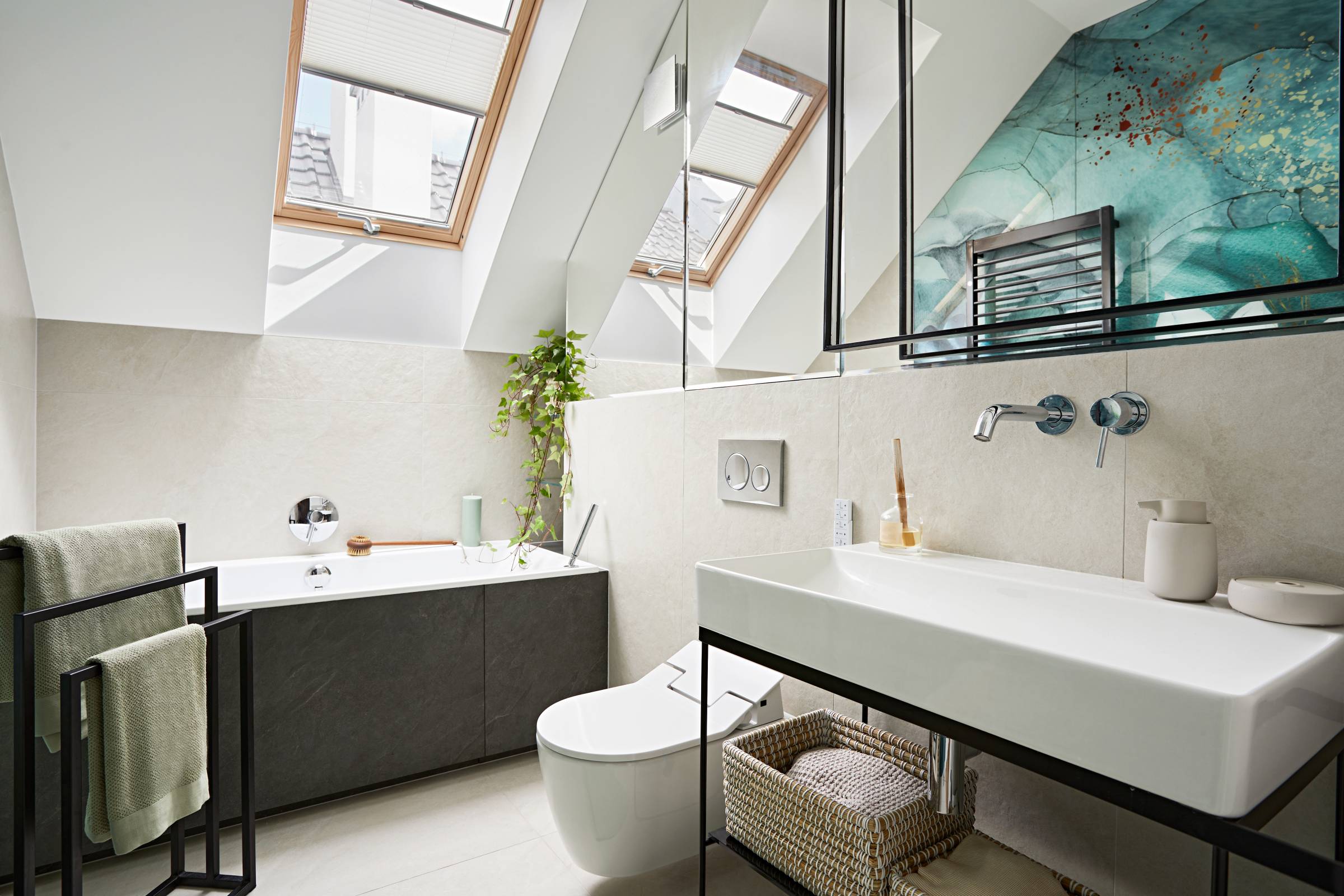 a small bathroom with neutral colours