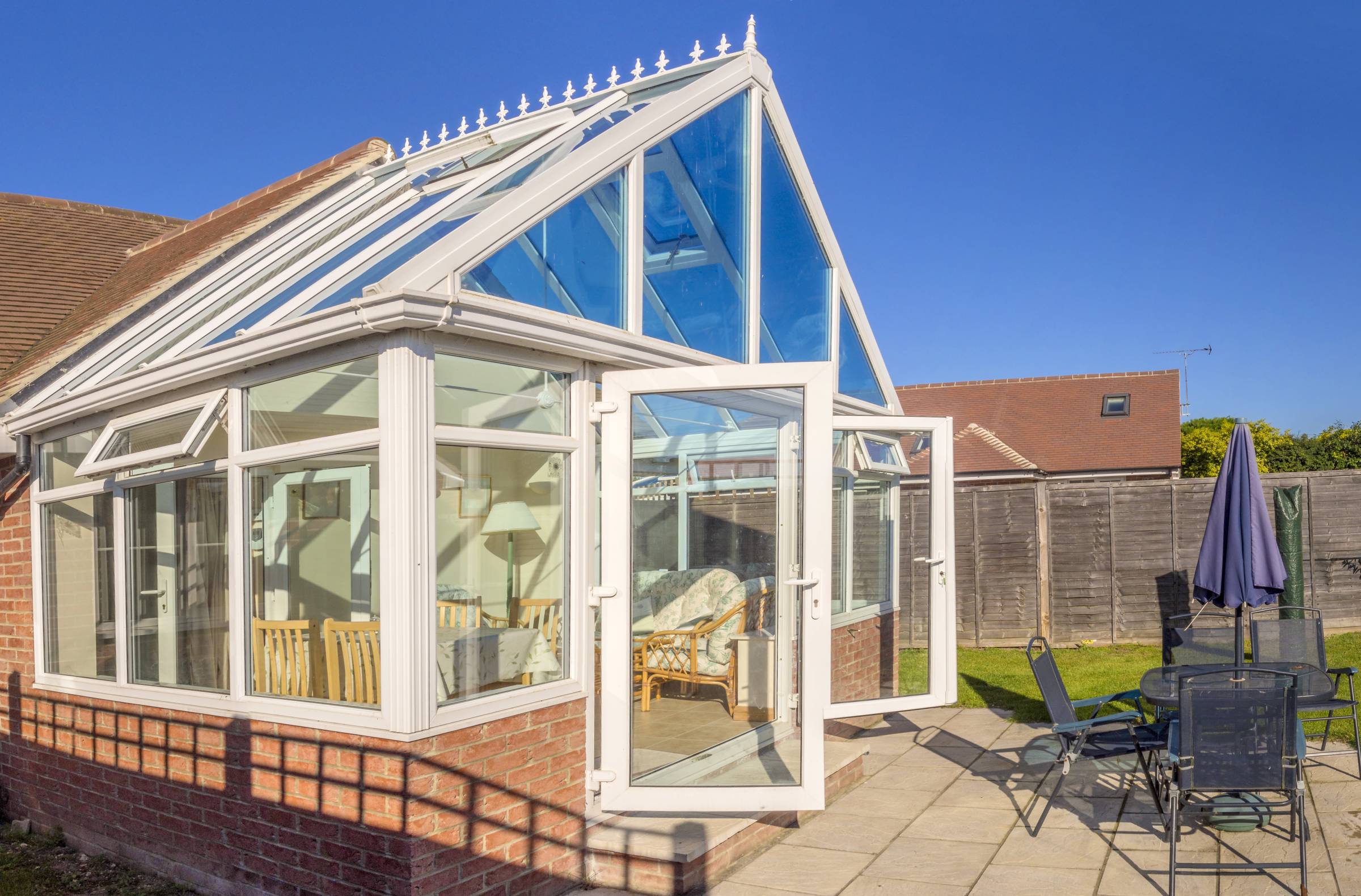 a newly built house conservatory