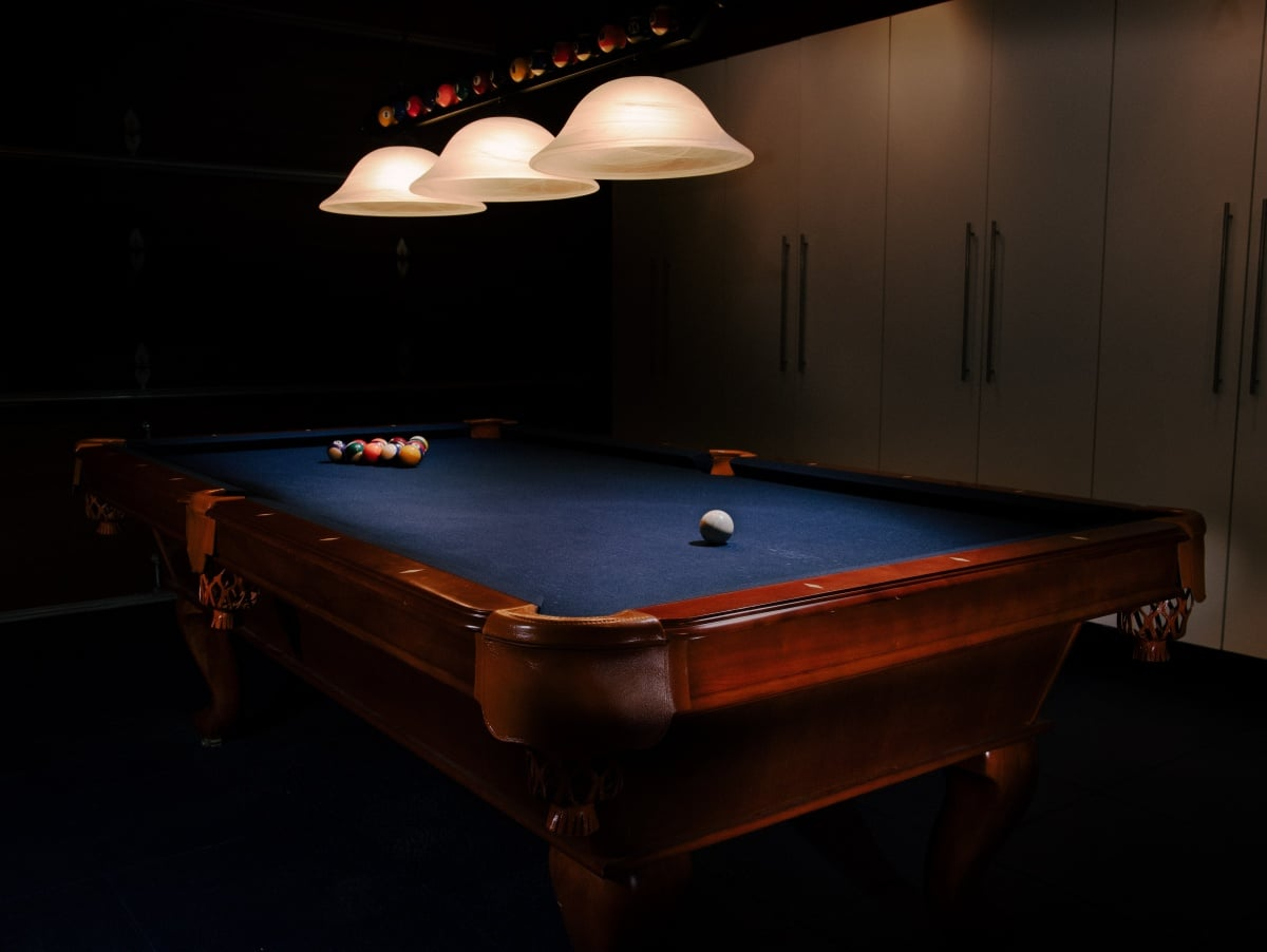 Garage converted into a pool room
