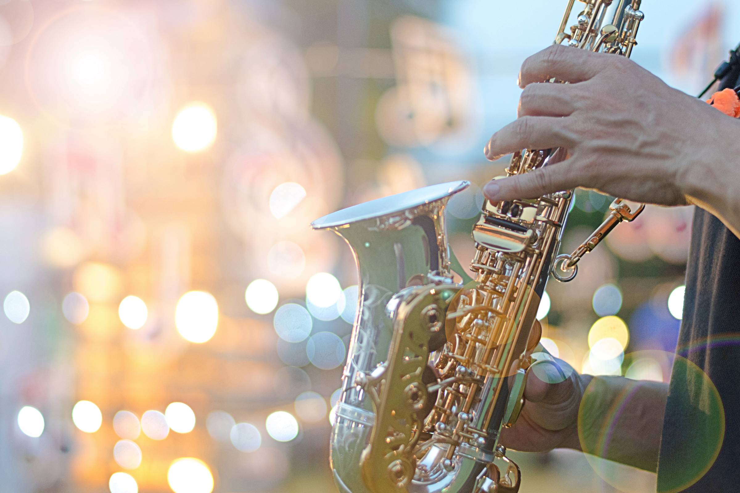 a saxophone player having a live performance