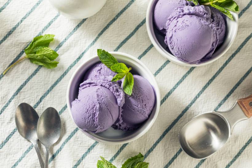 ube vs taro - two bowls of ube ice cream