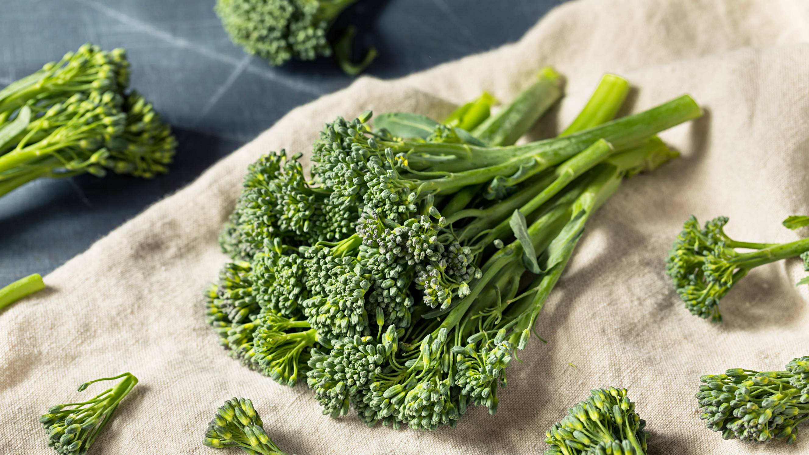 fresh broccolini ready to cook