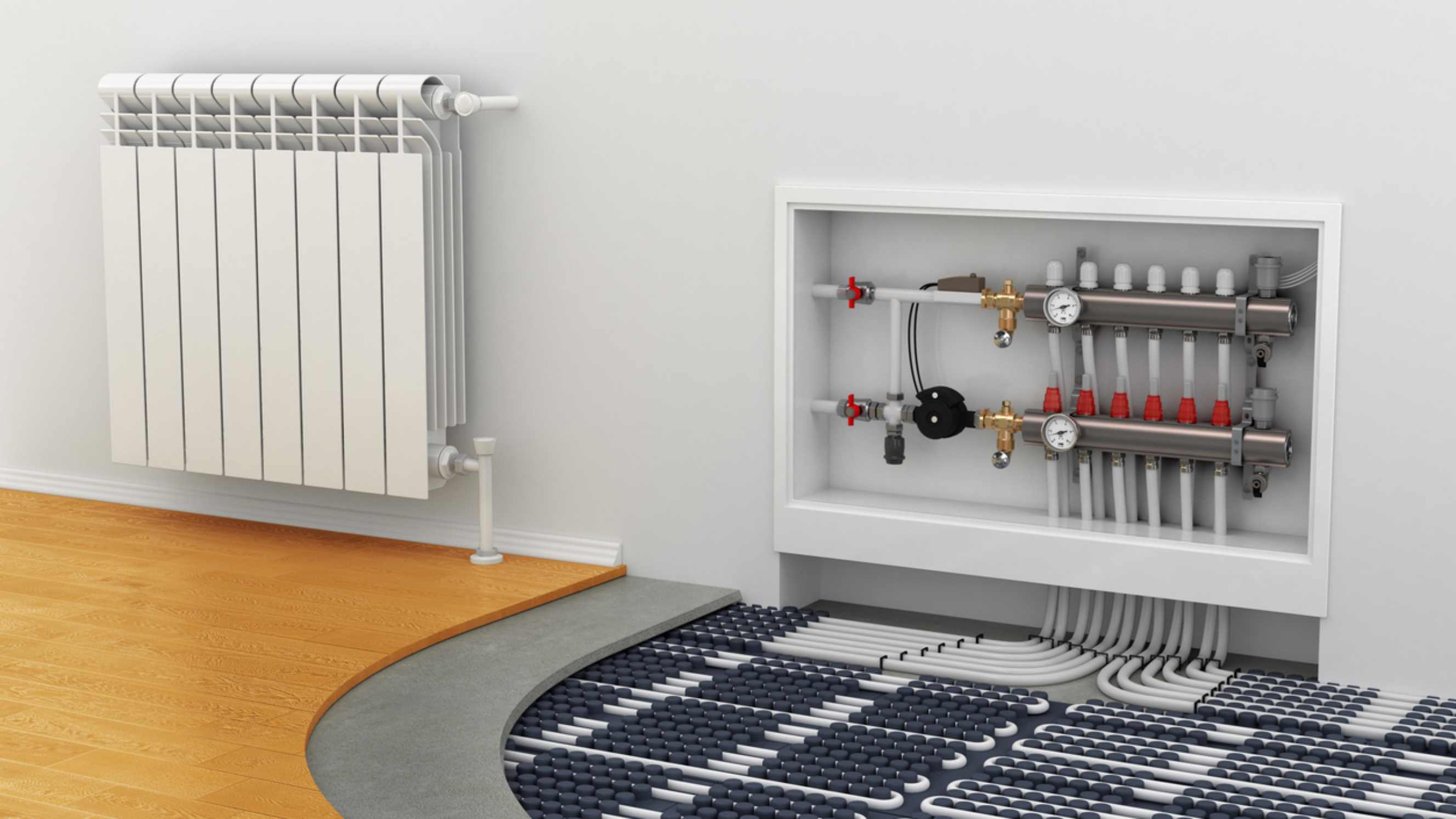 Underfloor heating vs radiators - Floor heating system installed in a home