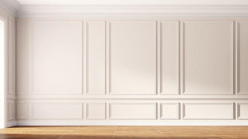 Wall cladding vs wall panelling - Beige wall panelling in a luxury room