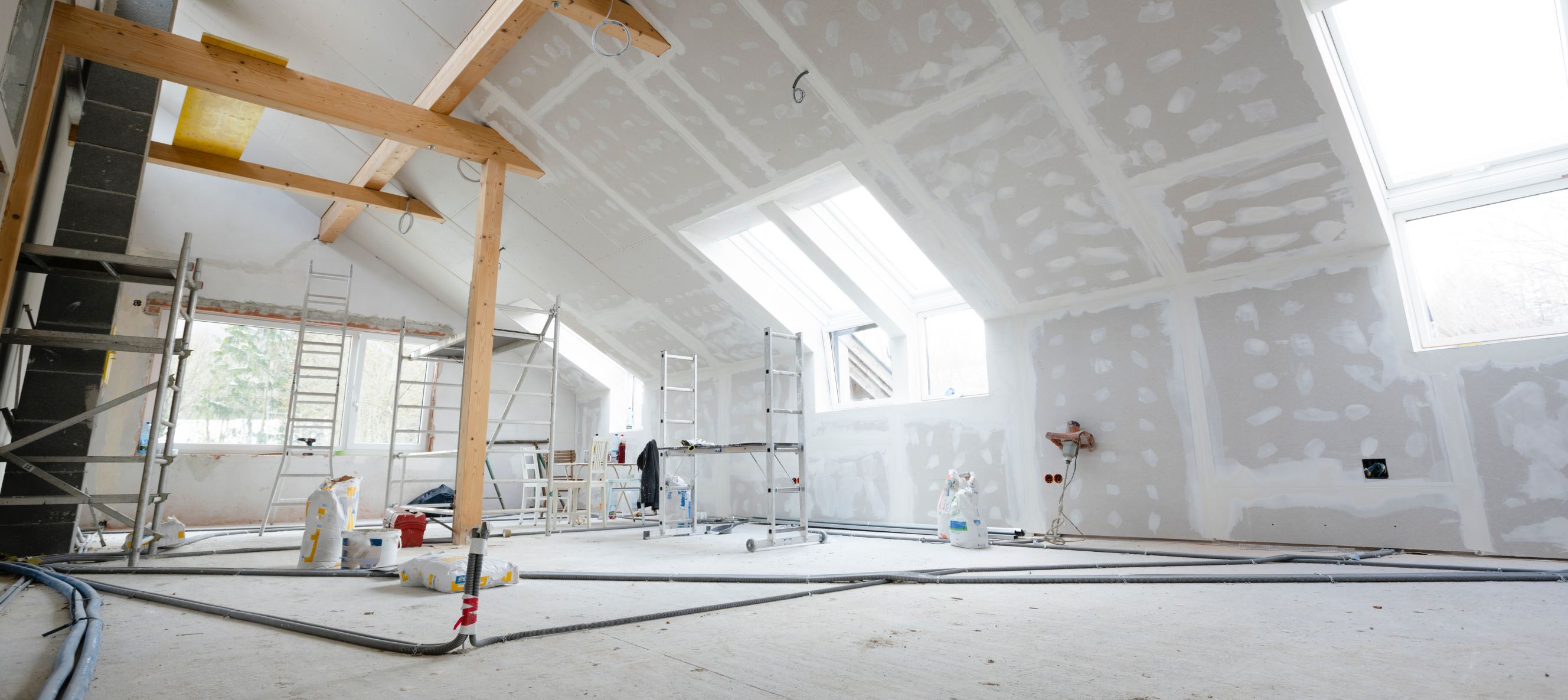 An attic under construction symbolizing ceiling repair