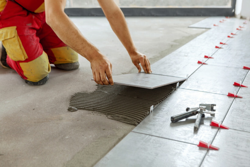 carpet vs tile flooring - Process of installing new tile flooring