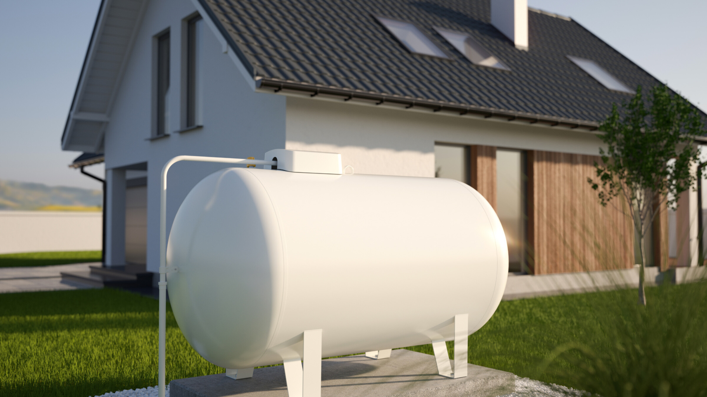 #d illustration of a home gas storage tank system