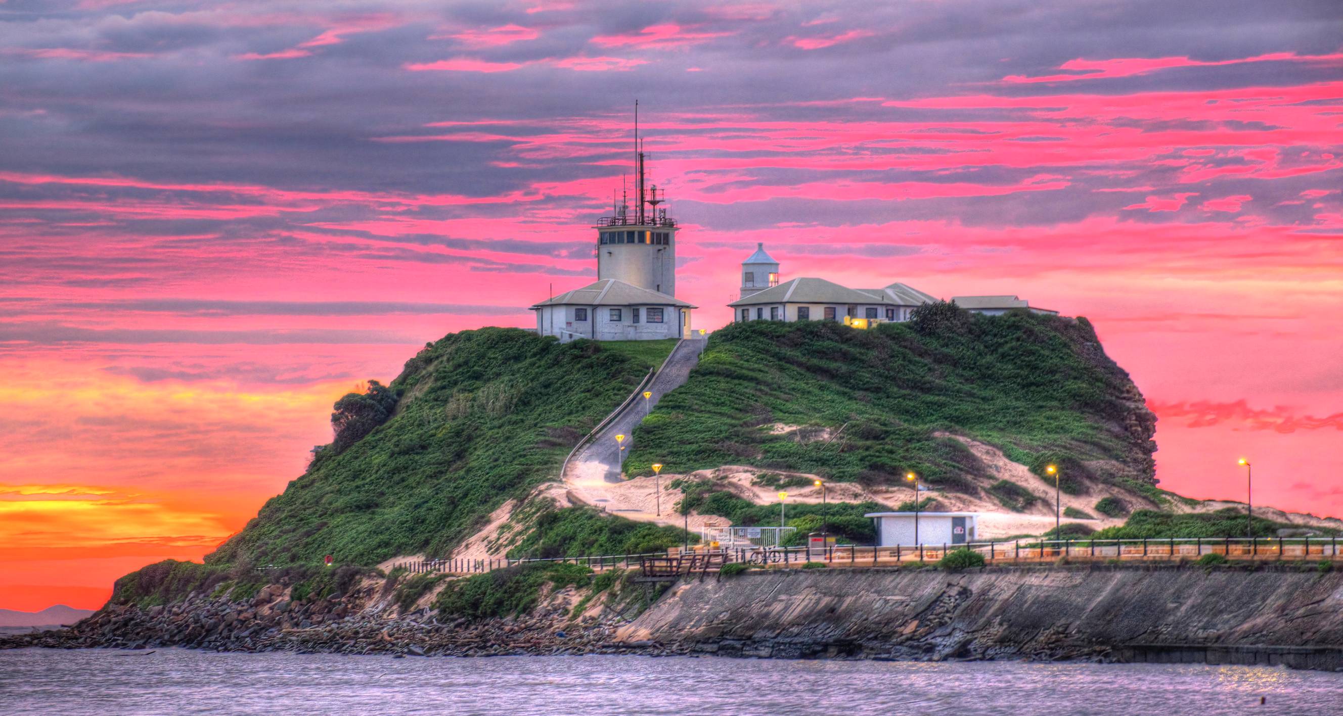 View of Nobbys head Lighthouse in Newcastle